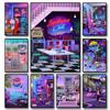 Synthwave 80s Cinema Roller Disco Spinningwave Radio Love Art Canvas Paintings And Print Posters Wall Living Room Home Frameless