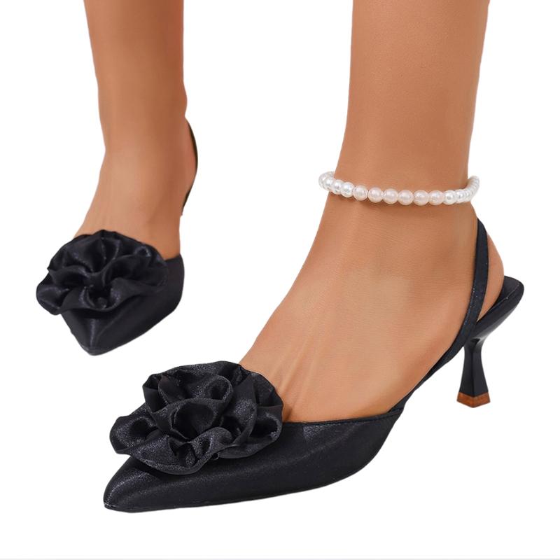 Модные женские босоножки на высоком каблуке с цветком, дизайнерские сексуальные туфли, женские шлепанцы с ремешком на пятке, летние туфли-лодочки 2025, брендовые элегантные сандалии для женщин