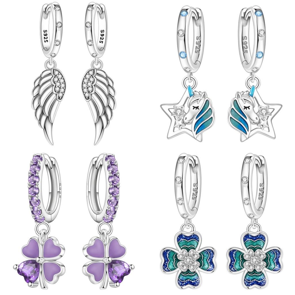 Orstarry 925 Silver Sparkling Wings Earrings Original Jewelry Drop Earrings Women Jewelry Party Trendy Anniversary Gift