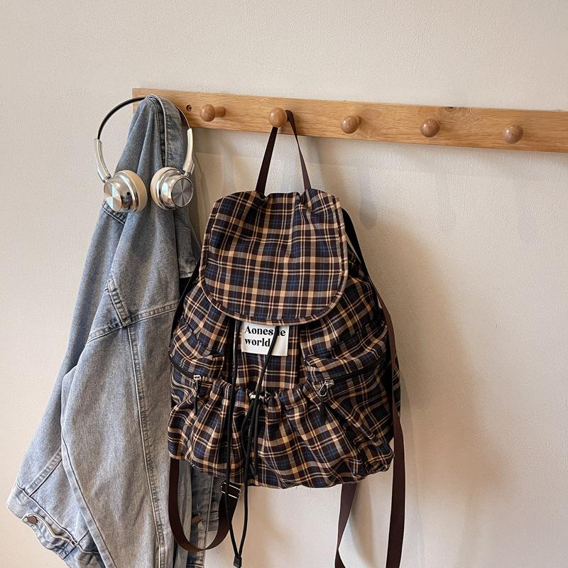 Повседневный женский рюкзак большой вместимости в клетку 2025 новый универсальный рюкзак для поездок на работу, школьный рюкзак для студентов колледжа