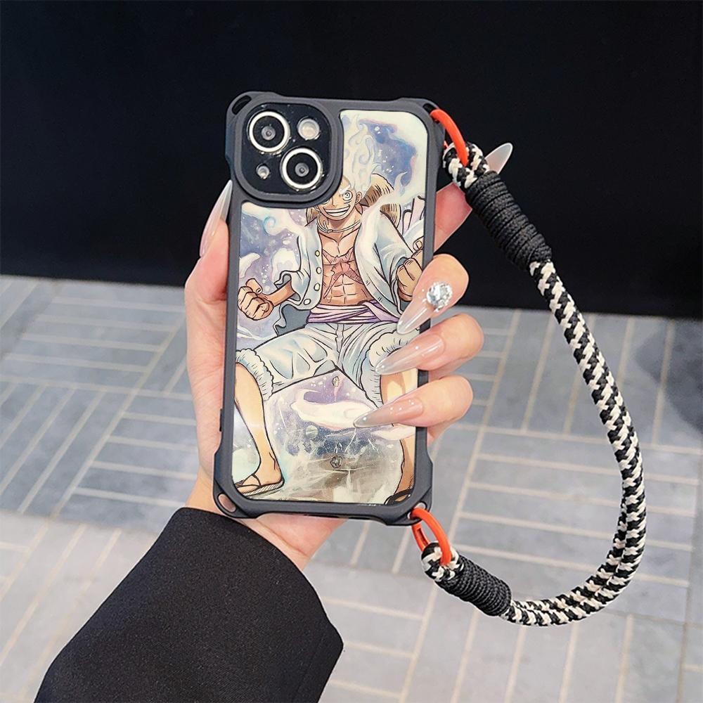 Мягкие чехлы для телефонов Ae92 One Piece Luffy Gear 5 для iPhone 16 15 14 13 12 11 Pro Max 7 8 Plus XR XS с ремешком на запястье, защитным шнурком для углов, задняя крышка