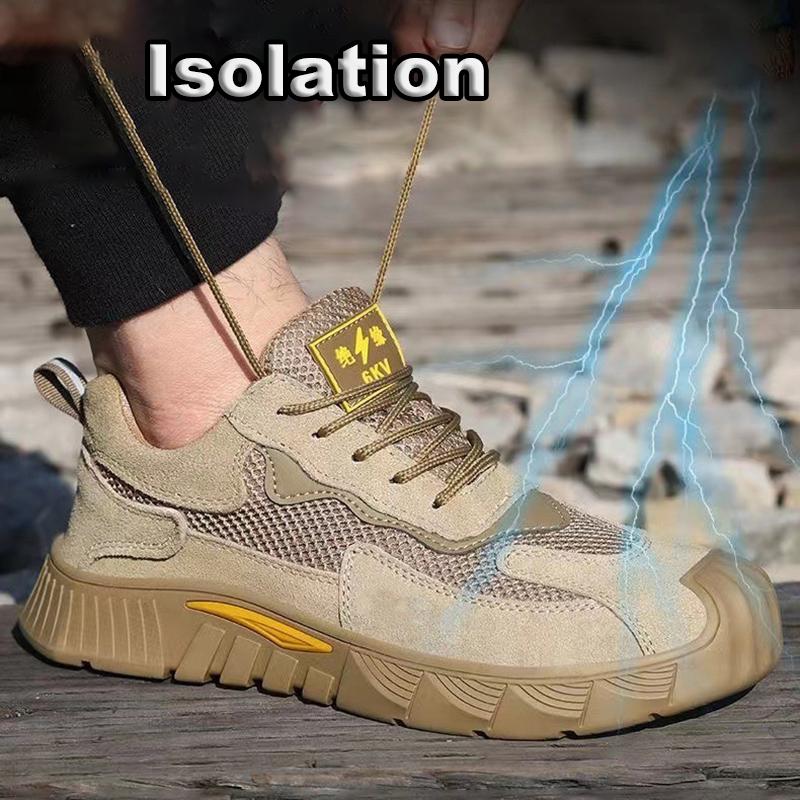 Oulylan Outdoor Mesh Breathable Workshoes Summer Wear Resistant Labor Footwear Solid Color Anti Puncture Safety Boots 38-46