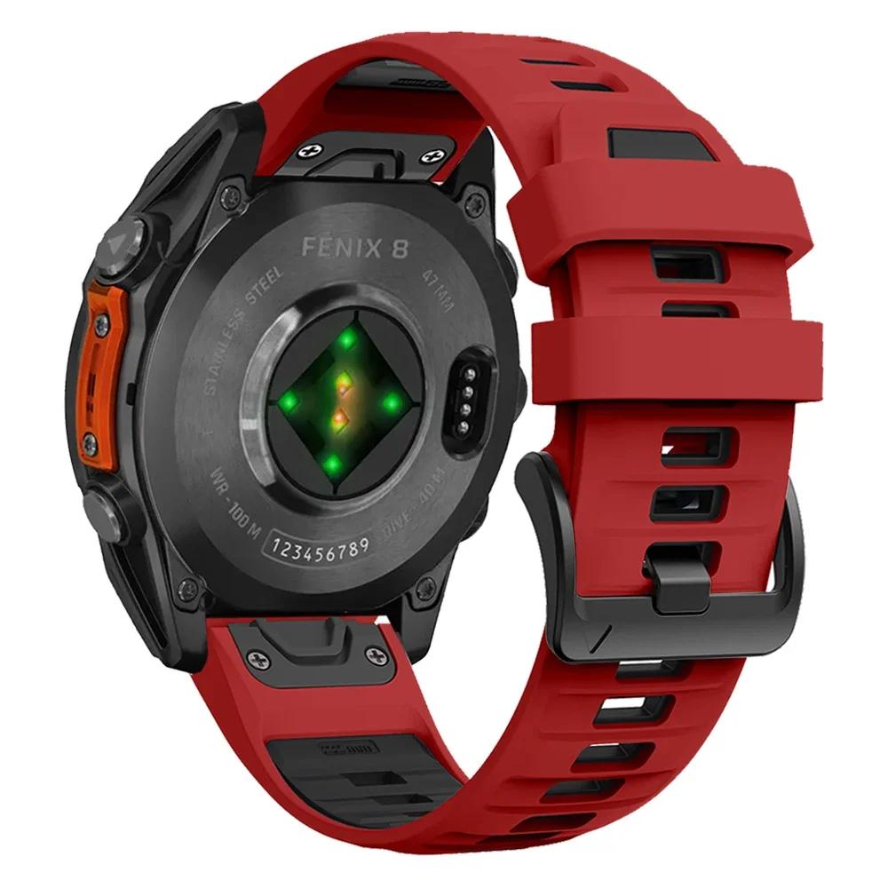Ремешок для часов Fenix8 Для Garmin Fenix 8 47мм 51мм E 7 7X 6 6X 5 5X/Epix Pro/Enduro 3 QuickFit 22мм 26мм Силиконовый ремешок Браслет