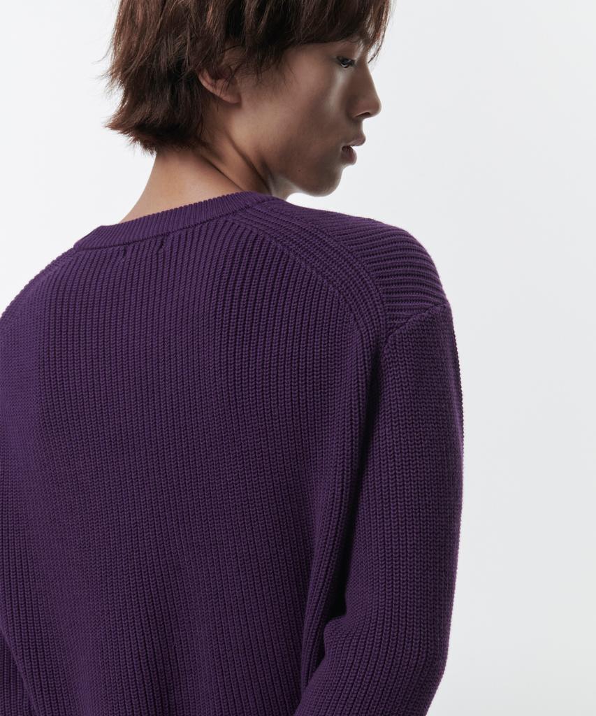 MUSINSA STANDARD Cotton Ribbed Crew Neck Knit [Purple]