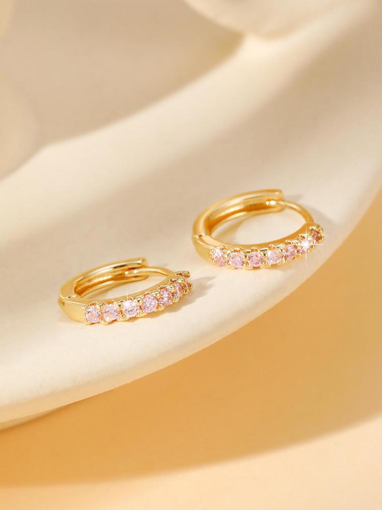 Серьги-кольца из меди с инкрустацией цирконами - Женские классические, универсальные, стильные каффы