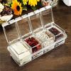 Convenient Seasoning Container 4 Compartment Condiment Storage Box Transparent Spices Container Organization Tool
