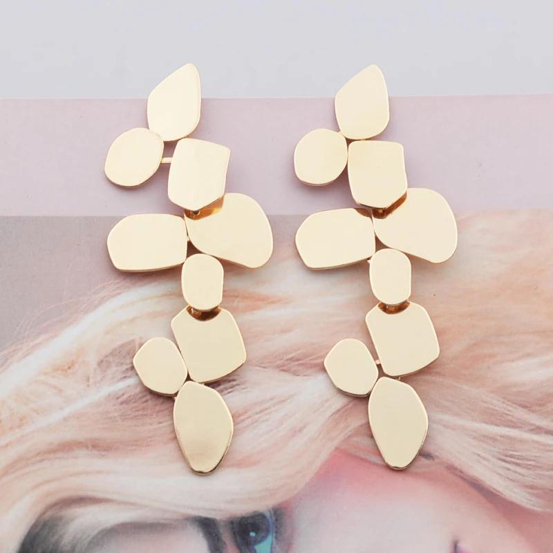 Длинные преувеличенные висячие серьги для женщин, многослойные металлические подвески неправильной формы, серьги-подвески pendientes mujer 2024