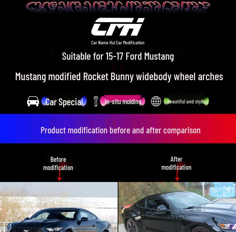 15-17 Ford Mustang Rocket Bunny Комплект расширения кузова: Расширенные колесные арки для эксклюзивности при пересечении границы