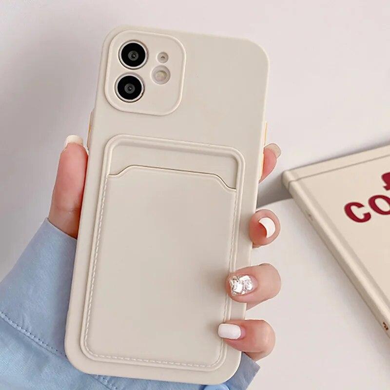 Soft Silicone Phone Case For iPhone 14 Pro Max Case iPhone 11 15 13 12 Pro Max XR XS 14 15 Plus 7 8 SE Wallet Card Holder Cover