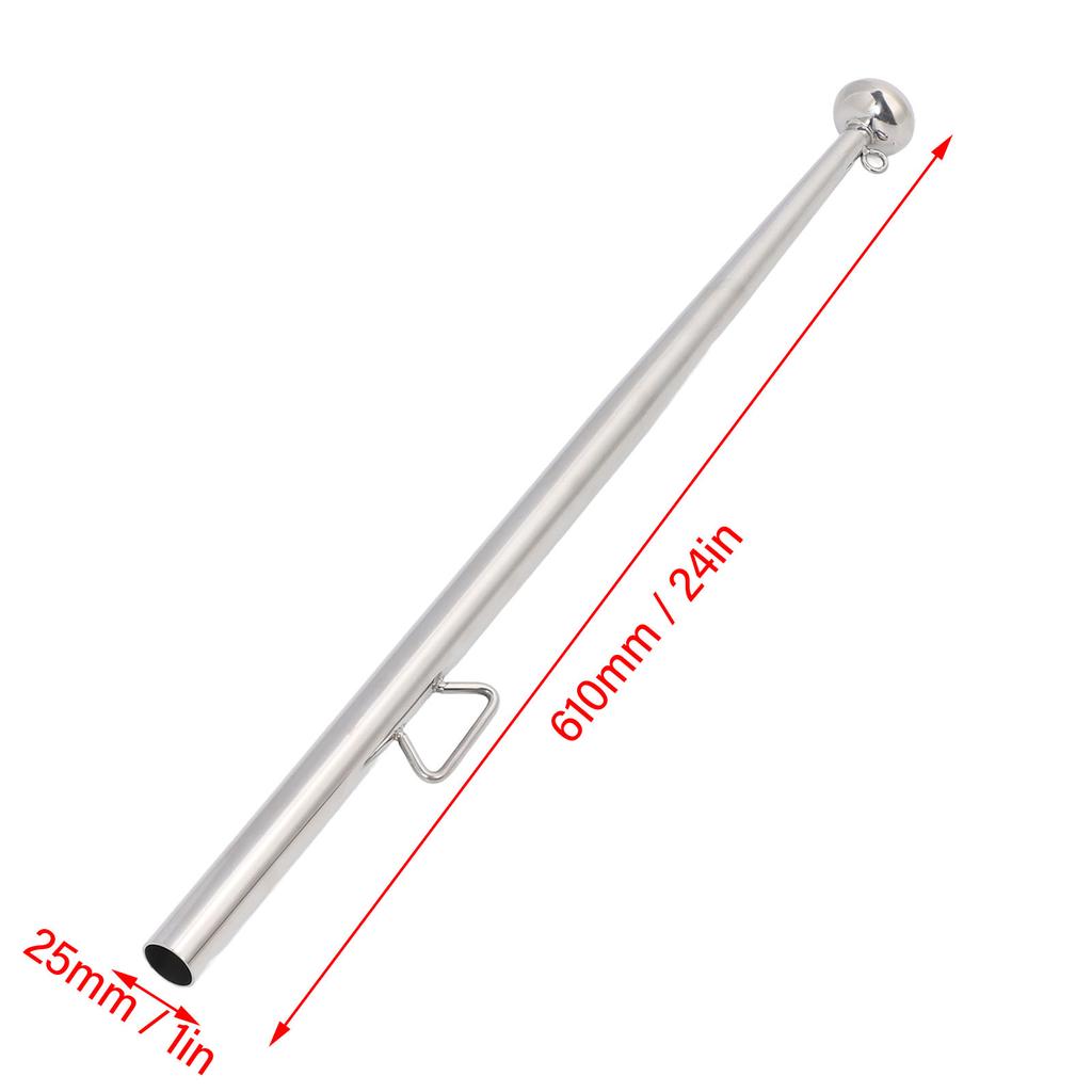 Boat Flag Pole 610mm Length Stable 316 Stainless Steel Rail Mount Flag Pole for Marine Yacht RVs