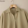 ZANZEA Женская повседневная свободная блузка с отложным воротником и коротким рукавом