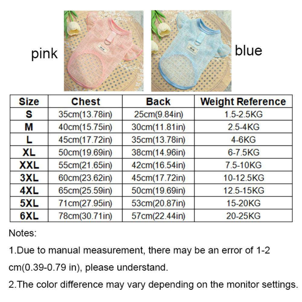 Thin Mesh Dog Cooling Vest Breathable Flying Sleeves Cat Sunscreen Vest Flower Print D-Ring Design Pet T-shirt Puppy Clothes