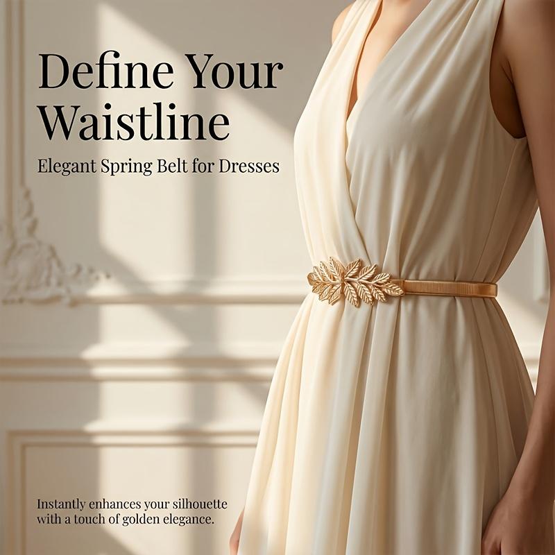 1PC Fashionable Women's Dress with Waist Belt, Spring Stretchable and Thin Belt, Suitable for Dating To Show A More Attractive Figure