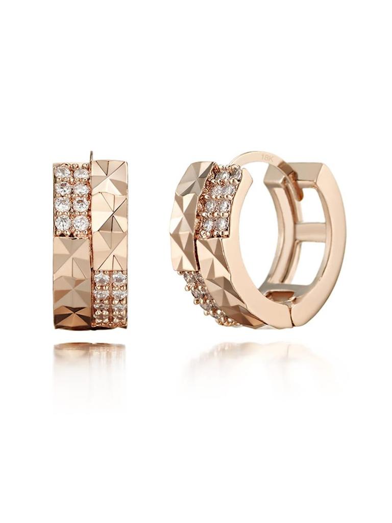 [Geiger Jewelry] 18K One-Touch Two-Ring Earrings (Gold Pin) GI8KPEE014