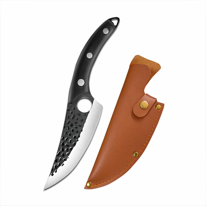 Кованый кухонный нож для разделки мяса, острый нож для повара, нож для обвалки мяса, нож для очистки овощей и фруктов, универсальный нож для рыбалки с ножнами
