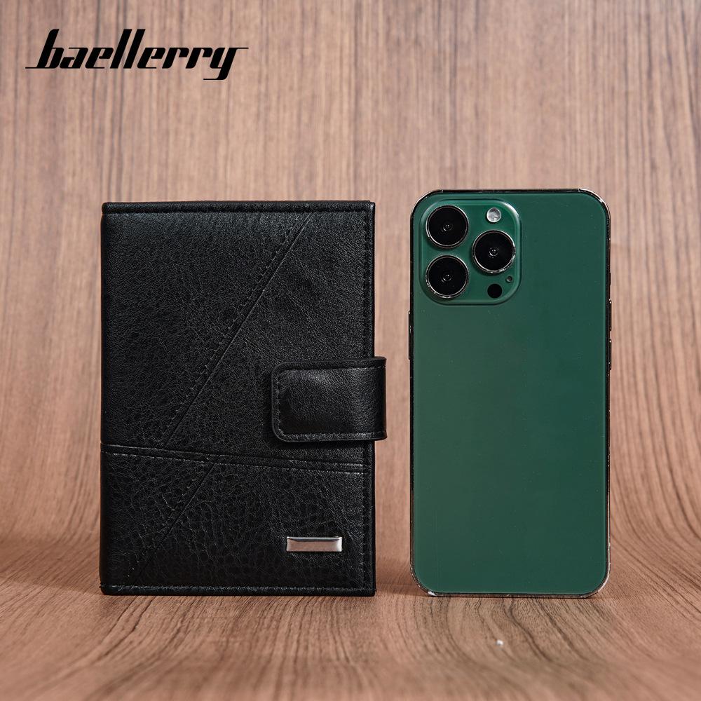 Men's Medium-Length Pu Leather Wallet with Multiple Card Slots Multi-Function Billfold Credit Card and Passport Holder