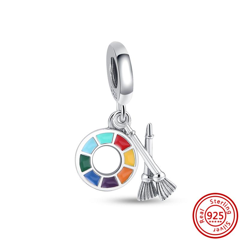 925 Copper Love Dreams Palette Crayon Music Guitar Piano Sports Pendant Beads Fit Original Pantaro Charms Bracelet DIY Zircon