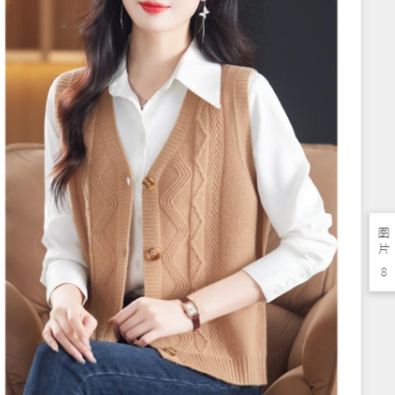 Женский жилет осень и зима новый кардиган с V-образным вырезом без рукавов однотонный свитер жилет свободный вязаный жилет для мам