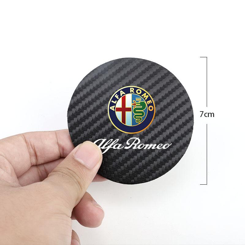 2026 Hot Alfa Romeo 2Pcs Leather Coaster Anti-noise Water Cup Pad Cushion For Alfa Romeo Giulietta Giulia GT 159 147 156 Mito Br