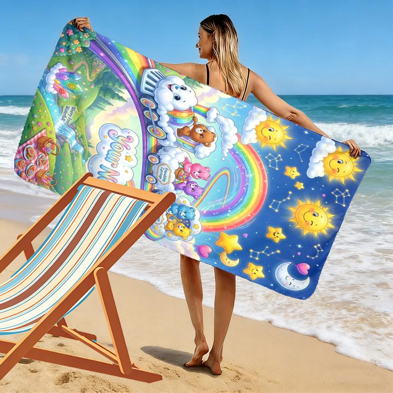 Name Custom CARE BEARS Print Beach Towel, Large Soft Quick Dry Towel for Beach Camping Swimming