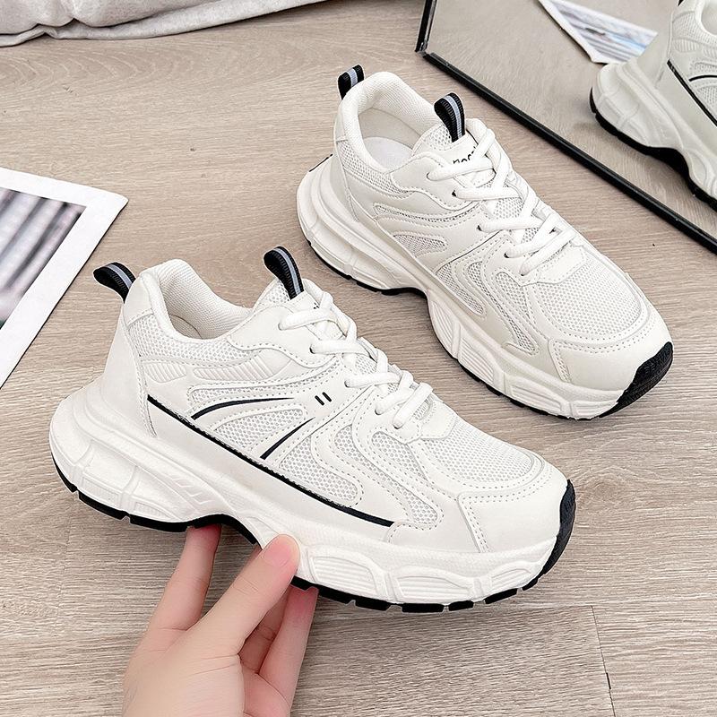 Туфли на толстой подошве для женщин, сетчатые дышащие, на высокой платформе, для бега, повседневные, женская мода, простые, на все случаи жизни, осенние