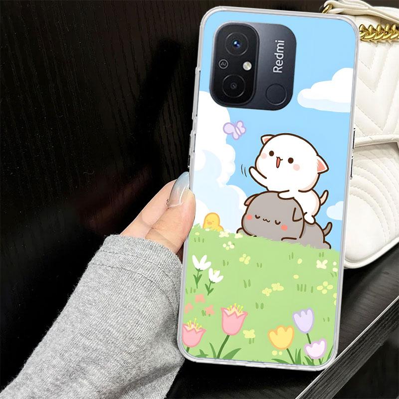 Милый чехол-котик Гома с персиком для Xiaomi Redmi 14C 13C 13 12C 12 10C 10 10A Чехол для телефона 9C 9 9A 9T 8 8A 7 7A 6 6A K70 K40 K20 Pro