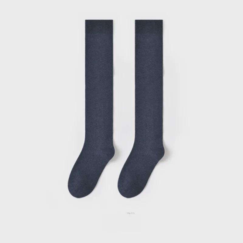 Женские носки выше колена из чистого хлопка для похудения - черные чулки длиной до икры на весну и осень