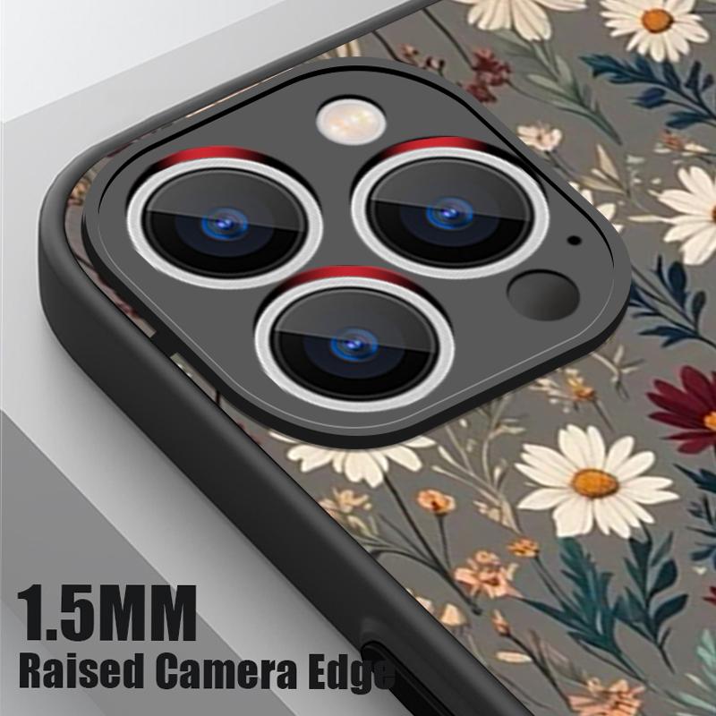 Тонкое Магнитное Кольцо Для Чехла MagSafe Для iPhone 17 Pro Max Чехол iPhone 16 15 14 13 Pro Max 17E Печать Цветов Маргариток Гибридный TPU+PC Матовый Чехол
