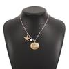 Light Luxury Metal Necklace For Women Ocean Element Scallop Starfish Pearl Clavicle Chain Vintage OL Style Jewelry Accessories