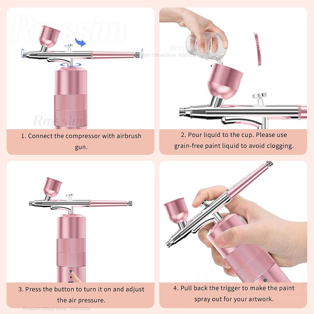Аэрограф для ногтей с компрессором Портативный Аэрограф для дизайна ногтей Компрессор для ногтей Покраска тортов Поделки Набор для аэрографа Спрей для ногтей