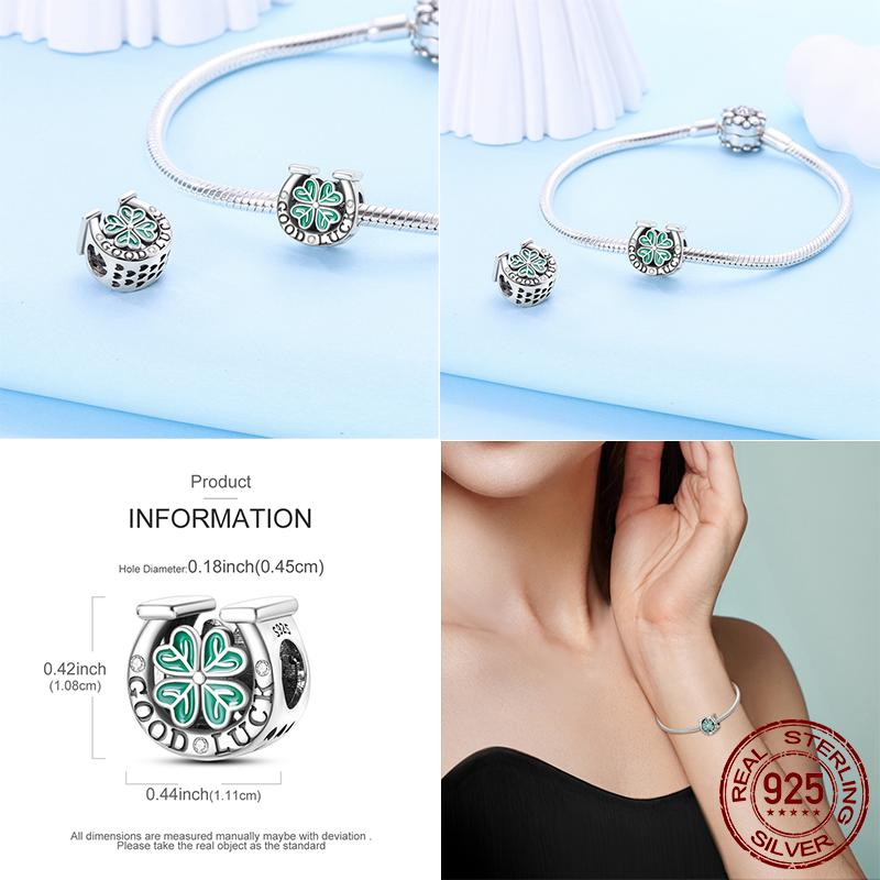 Серия «Четырехлистный клевер» Оригинальные шармы Медные шармы Бусины Подходят для изготовления браслетов Модная бижутерия