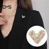 Women Brooch Hollow Out Heart Shape Rhinestone Anti-slip Wear-resistant Coat Collar Hat Scarf Decoration Clothes Pin Garment Jewelry