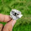 Gift For Her Natural Black Onyx Statement Flower Adjustable Ring 925 Silver