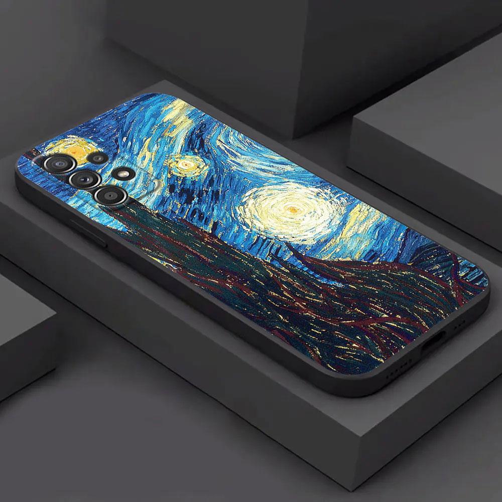 Ван Гог Миндальные цветы Подсолнух Звездная ночь Для Samsung A55 Чехол A54 A52S A53 A51 A34 A35 A33 A32 A50 A72 A71 A30 A7 A9 Мягкий чехол