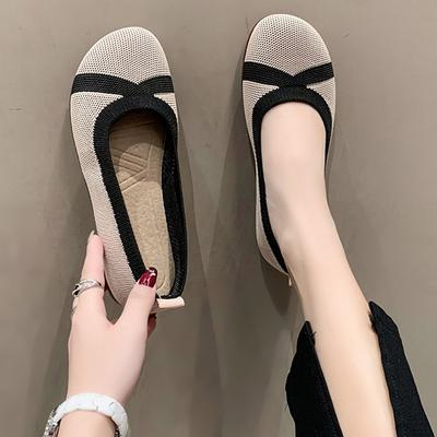 Тканевая обувь женская обувь Doudou лето новая дышащая сетчатая обувь с верхом из мухи, плоская подошва из говяжьей кожи, мягкая подошва, одинарная обувь женская