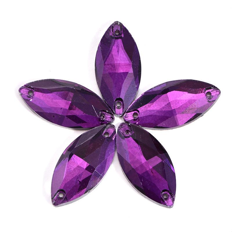 Стеклянная темно-фиолетовая флуоресцентная дрель ручной работы, специальная форма конского глаза, капля воды, неоновая, плоское дно, сшитая вручную, бижутерия своими руками, аксессуары для багажа