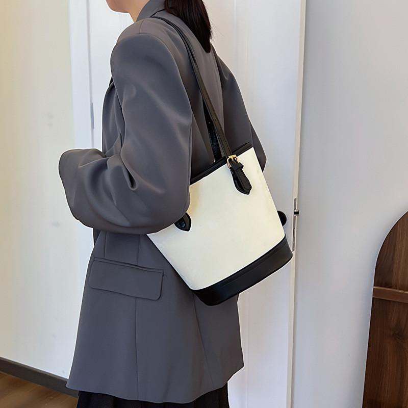 2024 Новая Мода Ретро Сумка-Ведро Подмышечная Уличный Трендовый Средней Вместимости Цветоблокировка Сумка-Тоут Плечевая Сумка