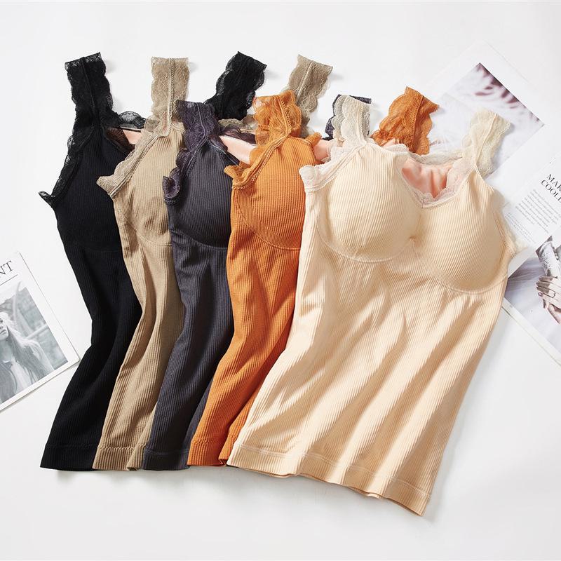 **Женский теплый жилет Little Bear Fairy с V-образным вырезом, кружевом и нагрудной накладкой - плюс бархат**