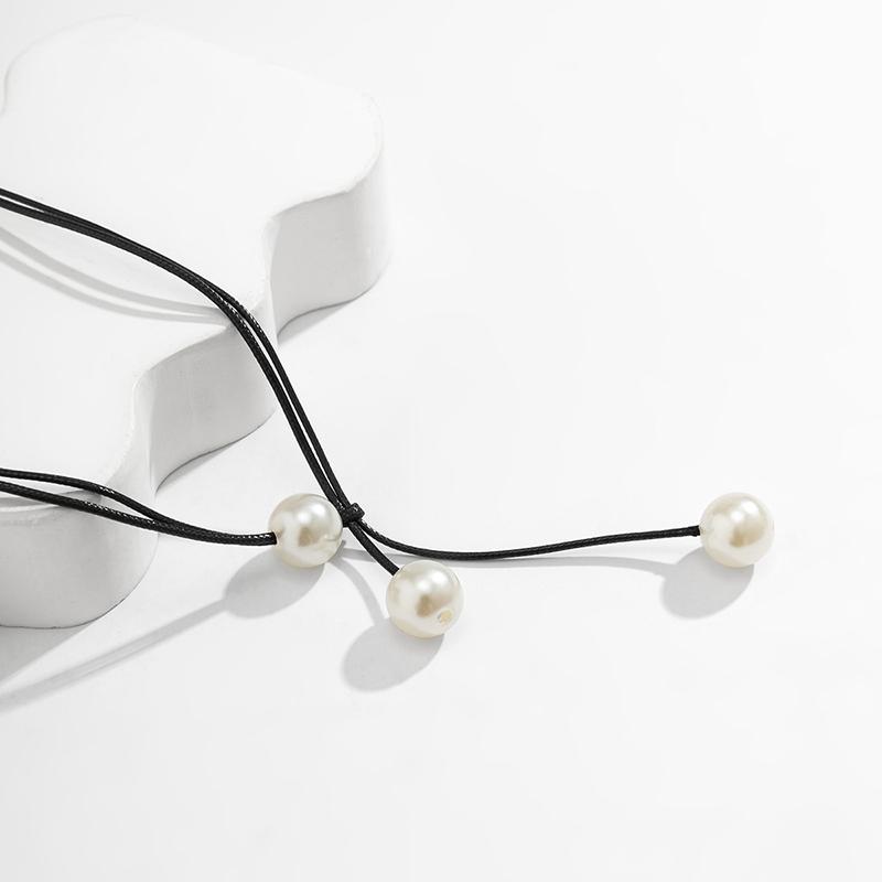 Винтажное ожерелье из цепочки и веревки для женщин, подвеска ручной работы с имитацией жемчуга, регулируемая шея, ювелирное украшение в подарок