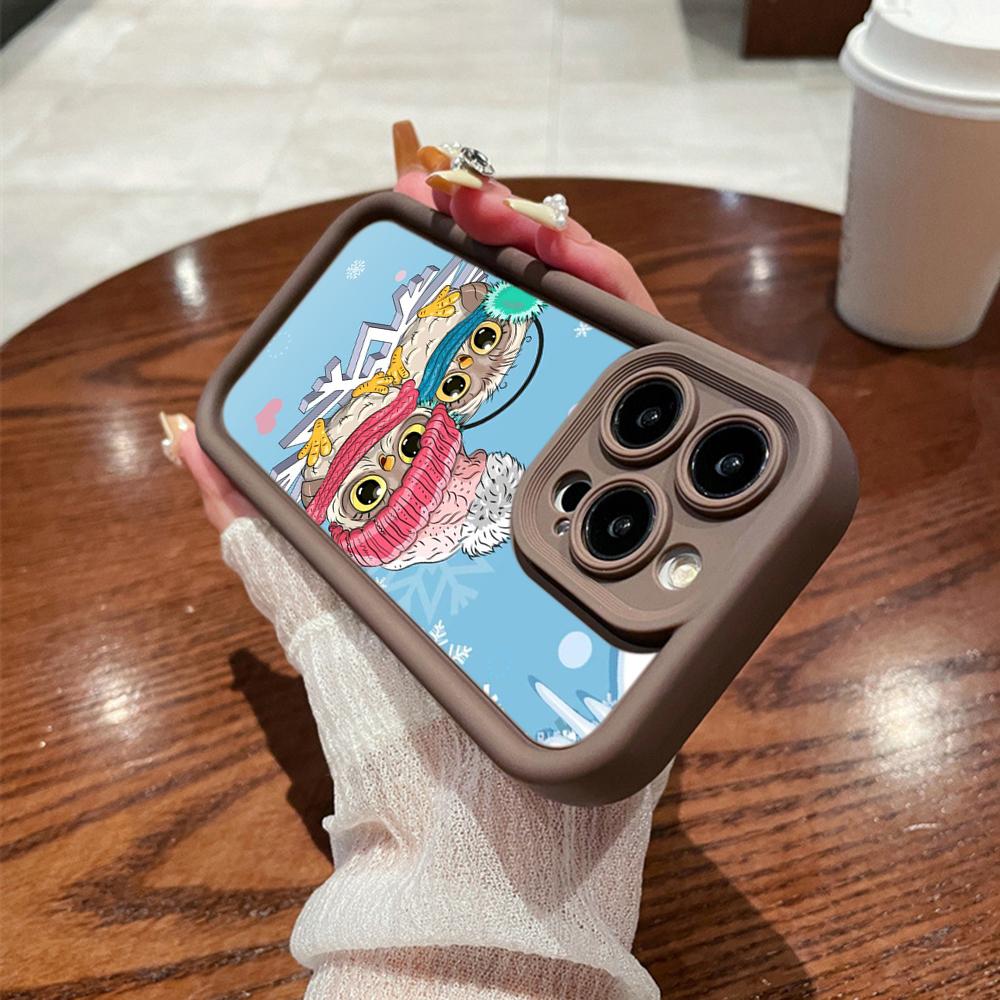 N110 С Новым годом, Рождеством, снеговиком, мягкие чехлы для телефонов с ангельскими глазками для iPhone 16, 15, 14, 13, 11 Pro Max, 8, 7 Plus, 12 mini, XR, XS Max, противоударный чехол