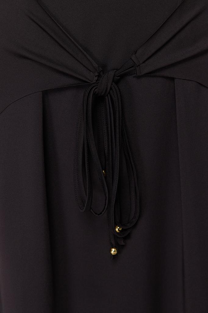 Women's Fashion New Dress Black Mini Knitted Tie Beach Dress