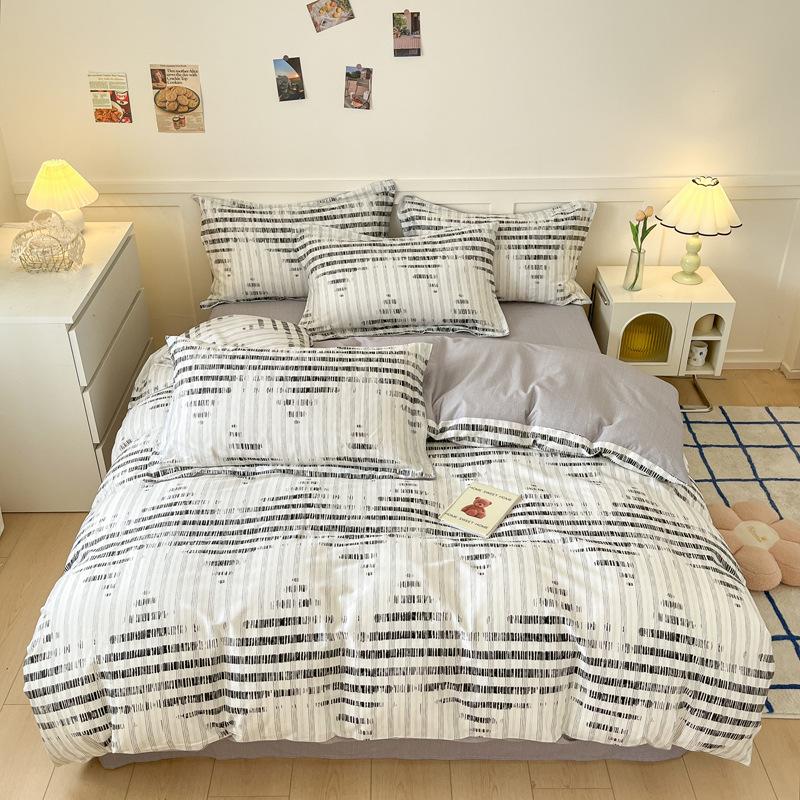 Комплект из четырех предметов, пододеяльник из чистого хлопка, простыня из хлопка, комплект из трех предметов для односпальной кровати в общежитии