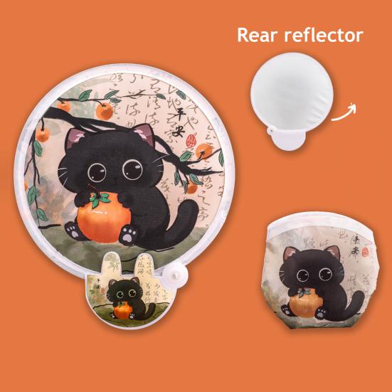 Складной круглый веер с рисунком из мультфильма и отражателем для фотографий, портативный, легкий, карманного размера, для путешествий на природе, кемпинга, пикника, лета, ручной вентилятор