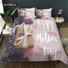 Mother's Day King Queen Duvet Cover Express Love for Mom Wife Bedding Set Colorful Floral Quilt Cover Polyester Comforter Cover