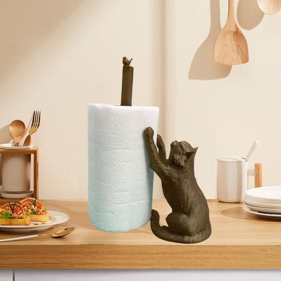 Yousheng Free Standing Cat Держатель для бумажных полотенец Прочная конструкция Держатель для бумажных полотенец на кухонную столешницу Забавный органайзер для бумаги в виде кота