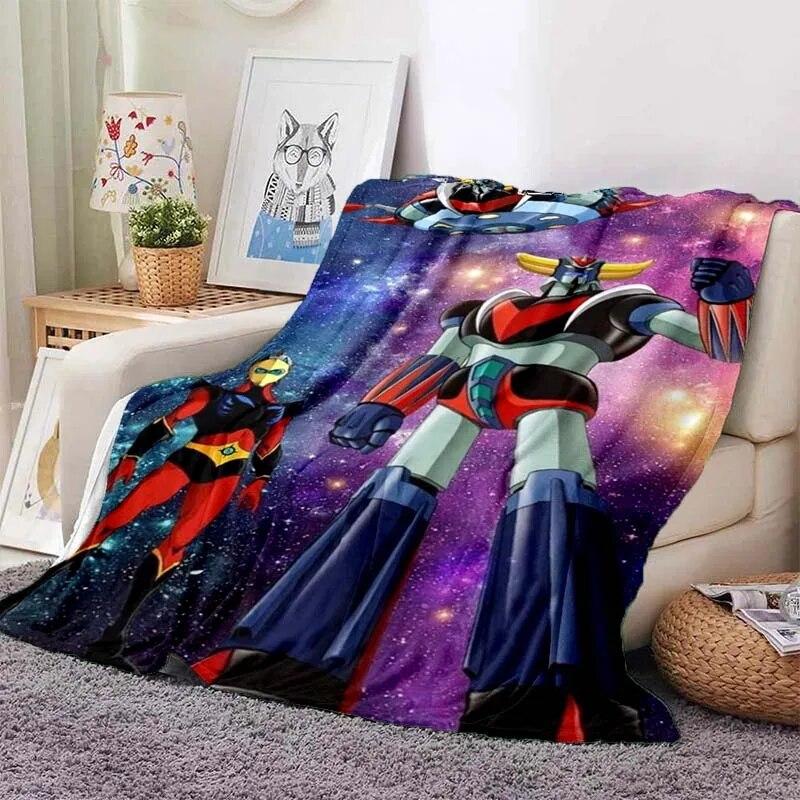 G-Goldorak Pattern Print Flannel Blanket,for Couch, Bed, Sofa, Office-Soft and Soothing Printing Blanket For All Season