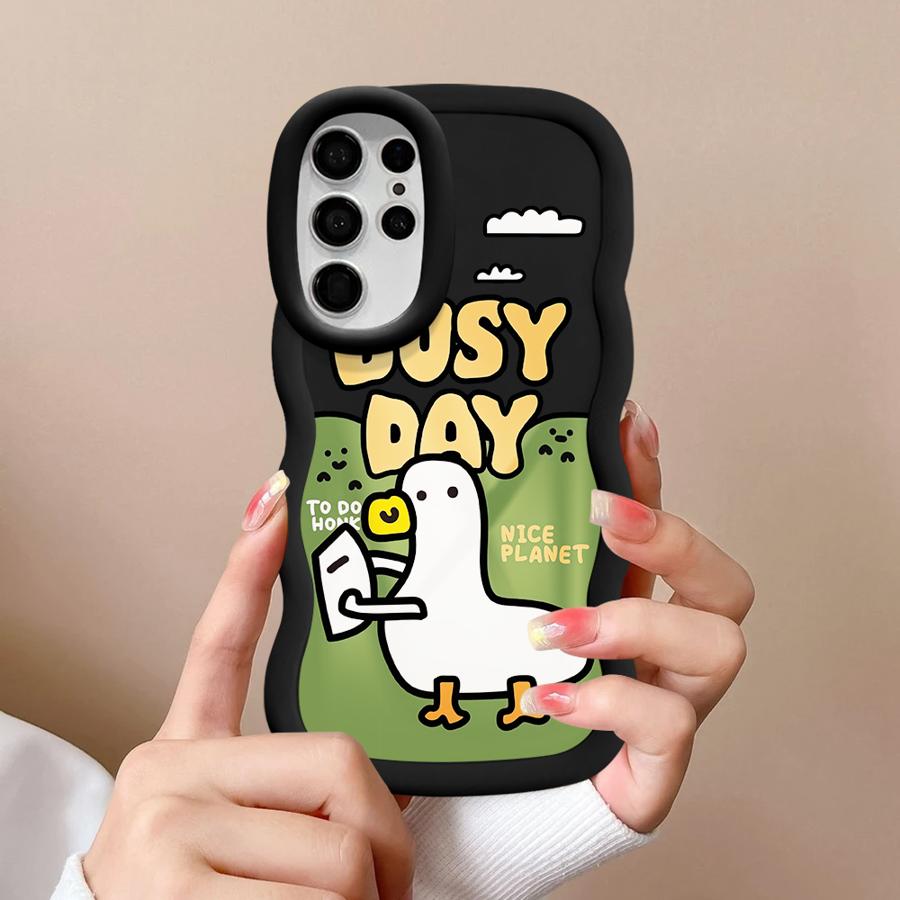 Мультяшная утка Мягкий чехол-бампер для телефона для Samsung Galaxy S20 FE A26 S23 Plus A25 S22 Ultra S25 S21 S24 A24 A35 A55 A54 A36 A34