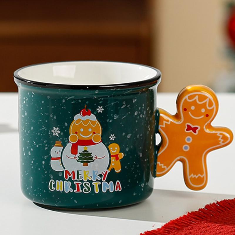 Счастливого Рождества Милая мультяшная кружка Креативная рождественская пряничная керамическая чашка Домашняя пара Чашка для воды