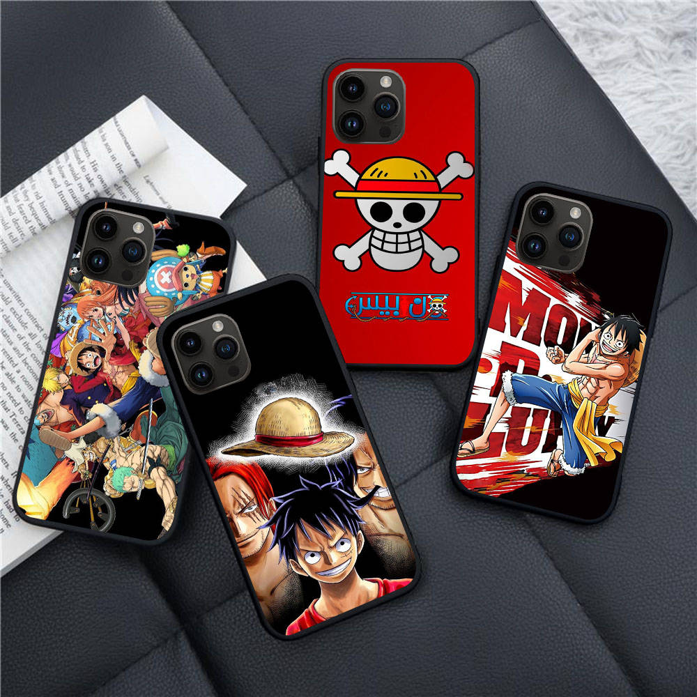 BW-2 Anime One Piece Soft Black Case for iPhone XR 14 15 11 12 13 6 7 8 X XS Pro Max Samsung S22 S23 S21 S24 FE Ultra S8 Plus