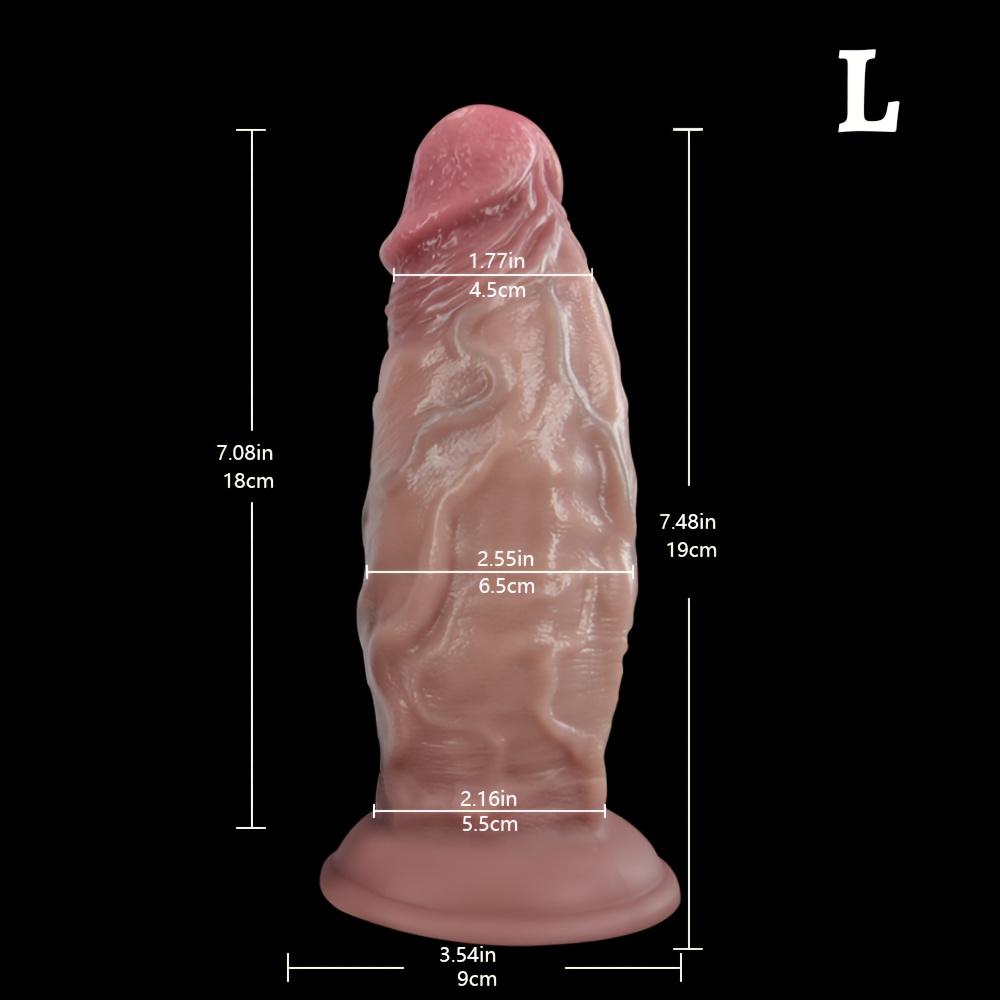 Thick Realistic Dildo,Giant Dual Density Silicone Penis with Strong Suction Cup,Soft Light Beige Design for G-Spot&Anal Stimulation,Adult Toy
